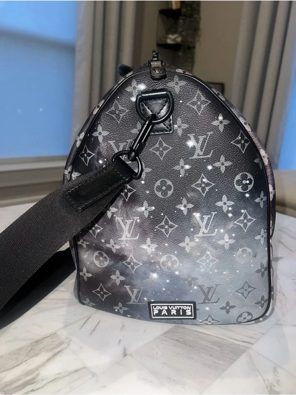Louis Vuitton Black Galaxy Monogram Keepall Duffel